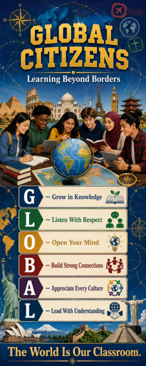 "Global Citizens" -Door sticker on paper