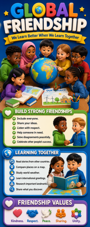 "Global Friendship" -Door sticker on paper