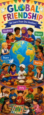 "Global Friendship" -Door sticker on paper