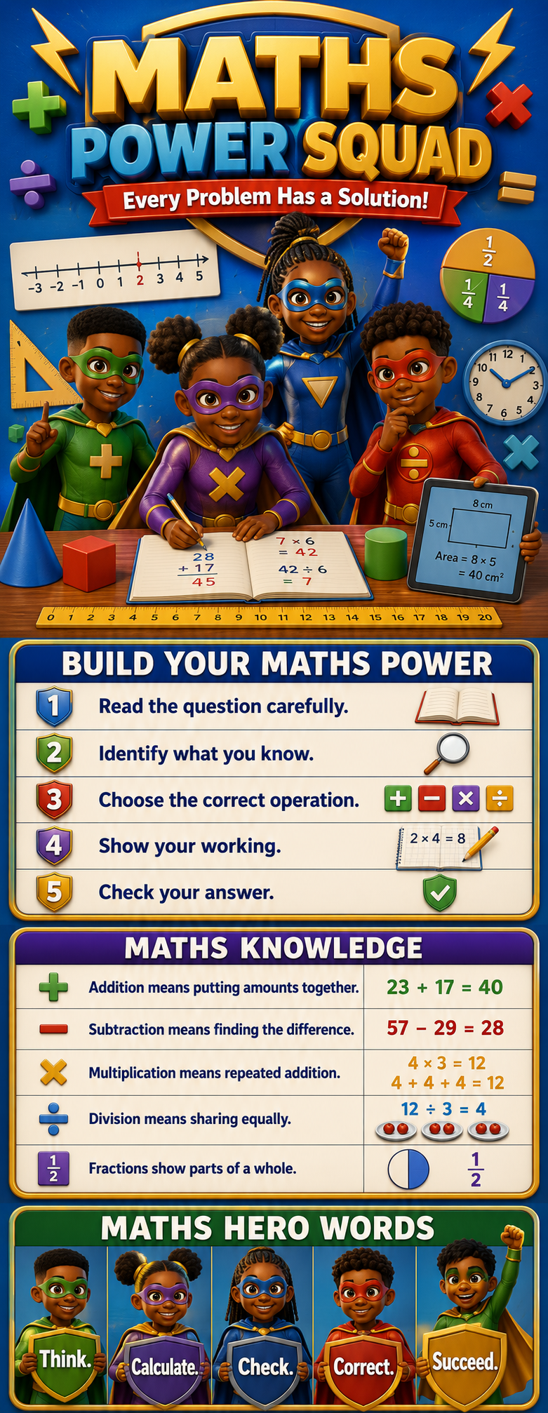"MATHS Power Squad" -Door sticker on paper