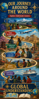 "Our Journey around the world" - Door Sticker on paper