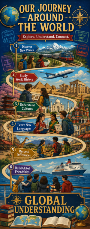 "Our Journey around the world" - Door Sticker on paper