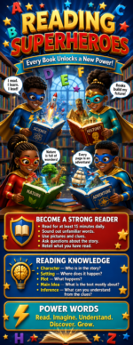 "Reading Superheroes" -Door sticker on paper
