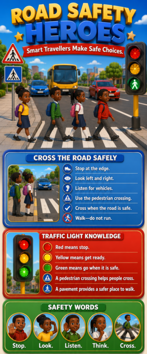 "Road Safety Heroes" -Door sticker on paper