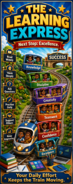 "The learning Express" -Door sticker on paper