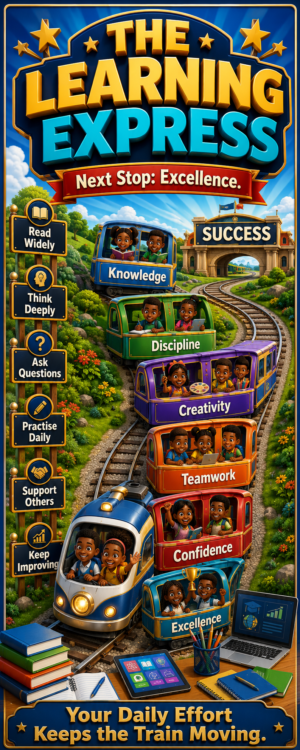 "The learning Express" -Door sticker on paper