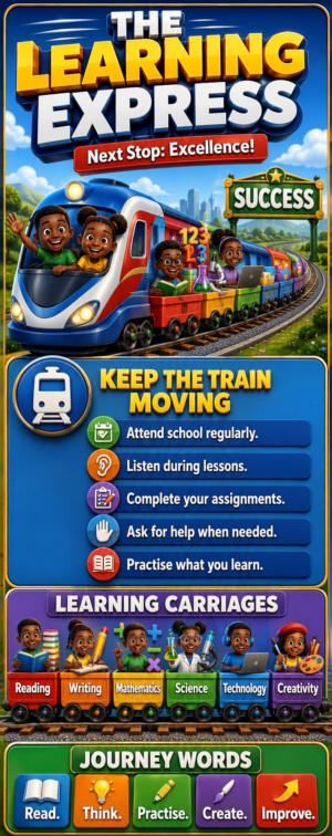 "The Learning Express" -Door sticker on paper